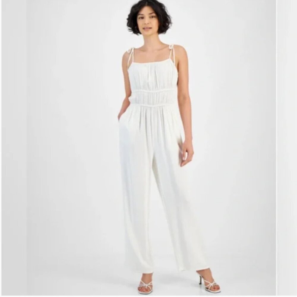 AND NOW THIS Tie strap square neck jumpsuit 3X